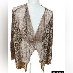 ISDA & Co Nylon Rayon Metal Cardigan Open Front Size L